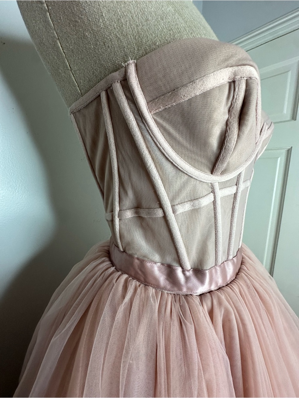 House of CB Darling French Rose Tulle Midi Dress, a strapless size small - Picture 9 of 15